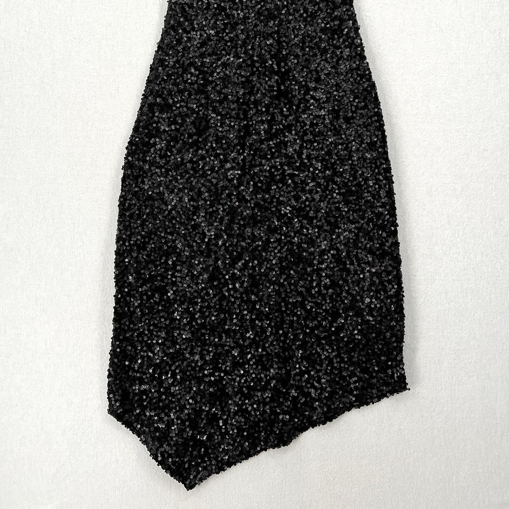CIEBON Signy Sequin Asymmetrical Gown Womens Small Black Halter Midi Sleeveless - Picture 8 of 16